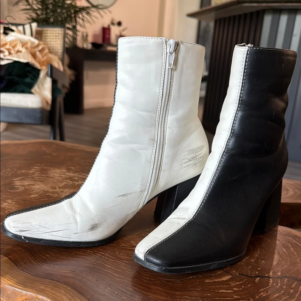 Nasty Gal Black and White Ankle Boots - Picture 2 of 4